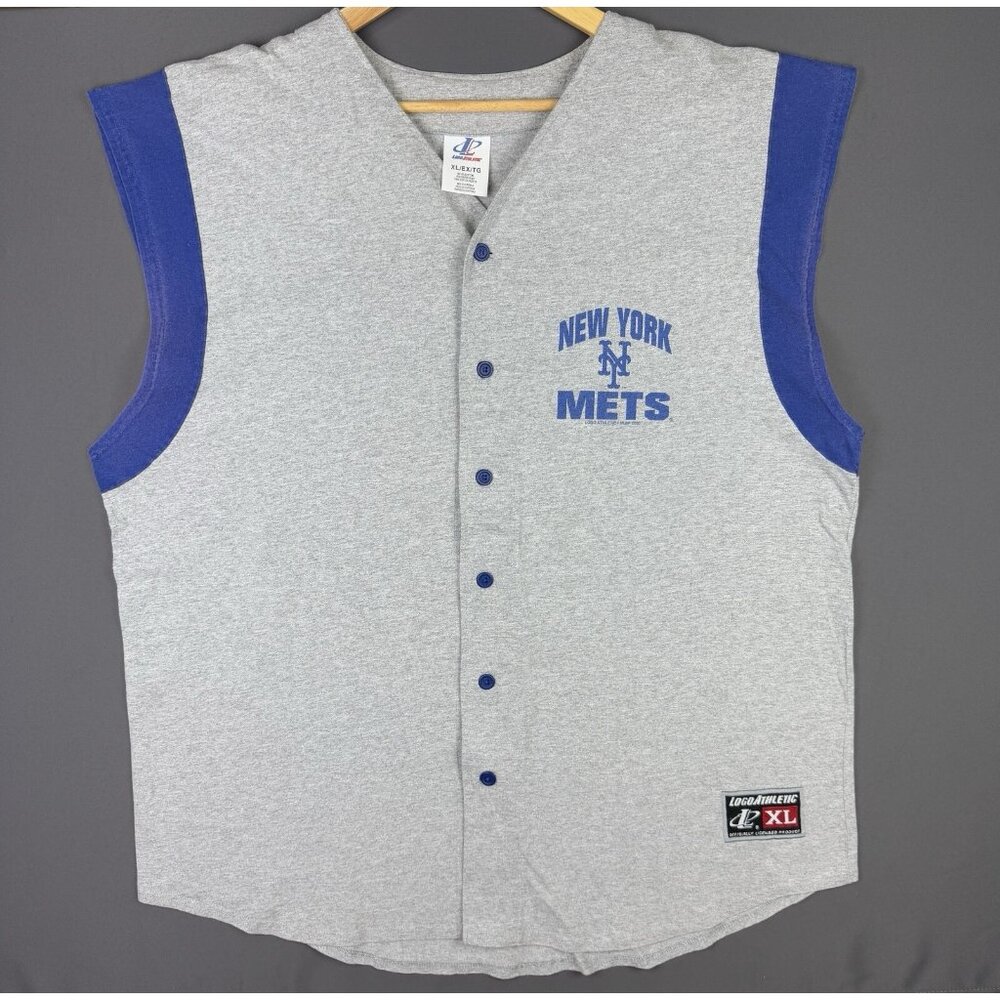 Vintage Y2K New York Mets MLB Baseball Grey Blue Jersey Shirt XL Logo Athletic